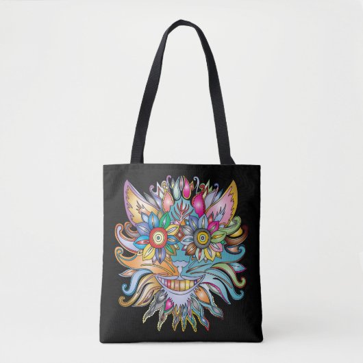 psychedelische kattencanvas tas (Voorkant)