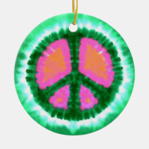 Psychedelische Kerstmis van het Teken van de Vrede Keramisch Ornament