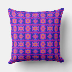 Psychedelische Kleurenblok Patchwork Blauw Mauve K Kussen