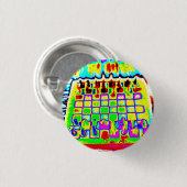 psychedelische kleurenschaakbordspeld ronde button 3,2 cm (Voorkant /achterkant)
