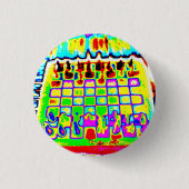 psychedelische kleurenschaakbordspeld ronde button 3,2 cm (Voorkant)