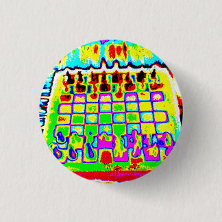 psychedelische kleurenschaakbordspeld ronde button 3,2 cm