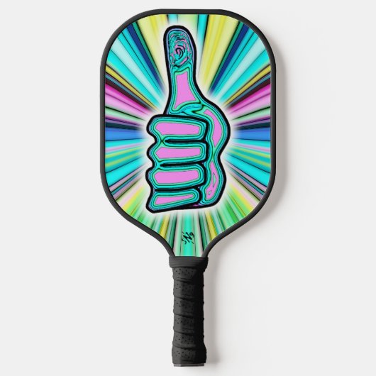 Psychedelische kleurrijke duim omhoog/omlaag v1.1 pickleball paddle (Voorkant)