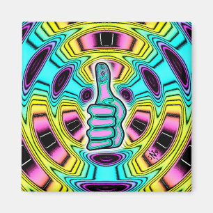 Psychedelische kleurrijke duim omhoog v1 magneet