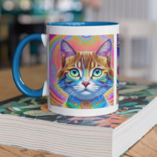 Psychedelische Kleurrijke Koninklijke Katten Mok