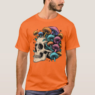 Psychedelische Kleurrijke Paddestoel Skull Cottage T-shirt