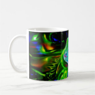 Psychedelische Konijn Draak in Neon Fantasie Koffiemok