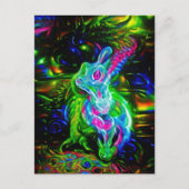 Psychedelische Konijnendraak in Neon Fantasy Briefkaart (Voorkant)