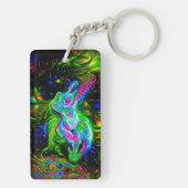 Psychedelische Konijnendraak in Neon Fantasy Sleutelhanger (achterkant)