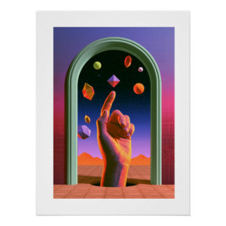 Psychedelische Kosmische Hand, Surrealistische Bla Perfect Poster