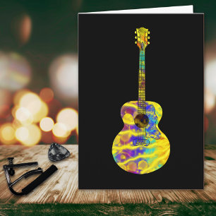 Psychedelische Kunst Akoestische Gitaar Muziekinst Kaart