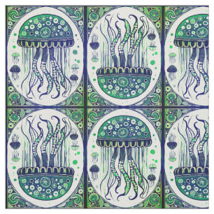 Psychedelische kwal Art Nouveau Style Stof