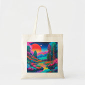 Psychedelische landschap roze groene kunst tote bag (Voorkant)