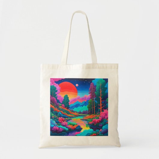 Psychedelische landschap roze groene kunst tote bag (Voorkant)