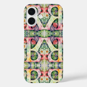 Psychedelische letter R Patroon Bloemen Waterverf iPhone 16 Hoesje