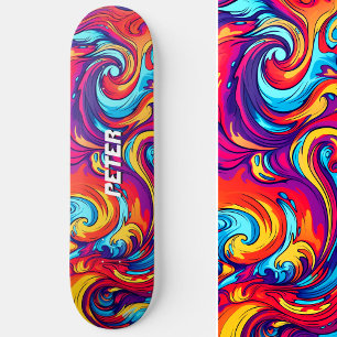 Psychedelische levendige Abstracte swirl urban gra Skateboard
