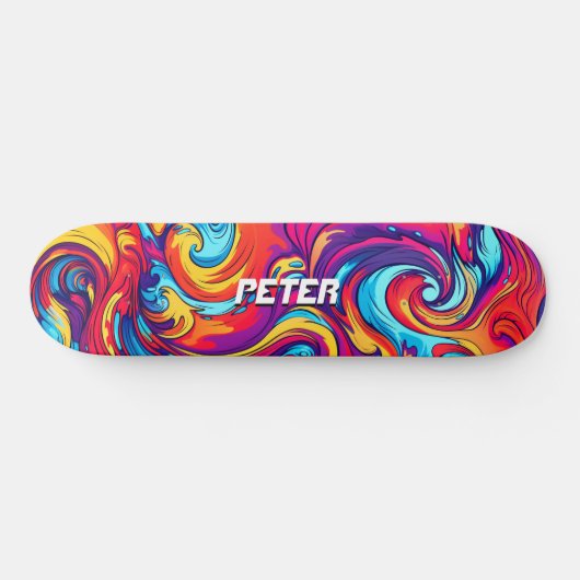 Psychedelische levendige Abstracte swirl urban gra Skateboard (Horizontaal)