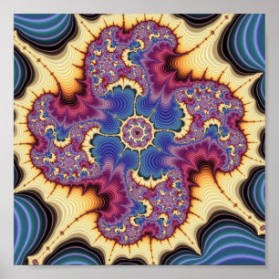 Psychedelische Mandelbrot Fractale Geometrische Me Poster