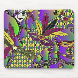 Psychedelische Mardi Gras Veermaskers Kleding Cade Muismat