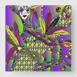 Psychedelische Mardi Gras Veermaskers Klok