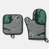 psychedelische marmeren werveling ovenwant & pannenlap set (Voorkant)