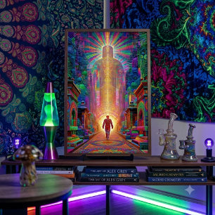 Psychedelische Neon Spirituele Beschermengel Visio Perfect Poster