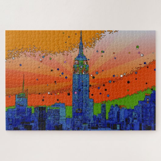 Psychedelische NYC: EmpStBldg #3 Legpuzzel (Horizontaal)