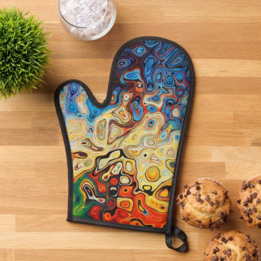 Psychedelische Oven Mitt en Pot Houders Ovenwant (Top down)