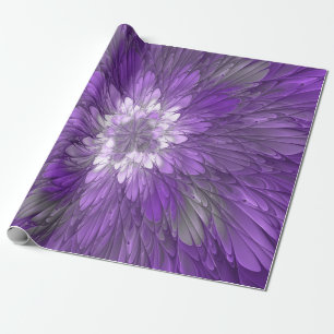 Psychedelische Paarse Bloem Abstracte Fractale Kun Cadeaupapier