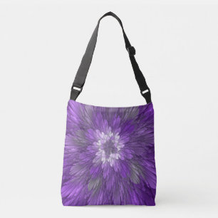 Psychedelische Paarse Bloem Abstracte Fractale Kun Crossbody Tas