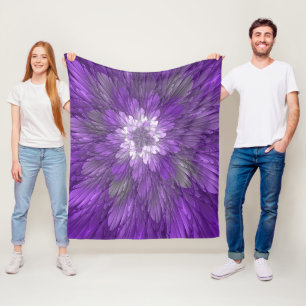 Psychedelische Paarse Bloem Abstracte Fractale Kun Fleece Deken