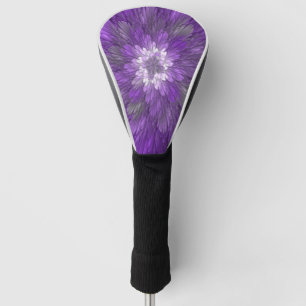 Psychedelische Paarse Bloem Abstracte Fractale Kun Golfheadcover