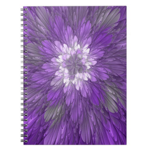 Psychedelische Paarse Bloem Abstracte Fractale Kun Notitieboek