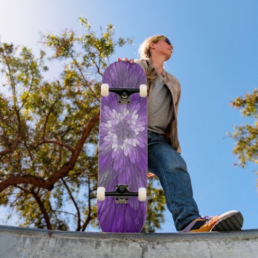 Psychedelische Paarse Bloem Abstracte Fractale Kun Skateboard (Buiten 1)