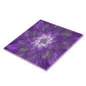 Psychedelische Paarse Bloem Abstracte Fractale Kun Tegeltje (Zijkant)
