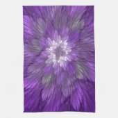 Psychedelische Paarse Bloem Abstracte Fractale Kun Theedoek (Verticaal)