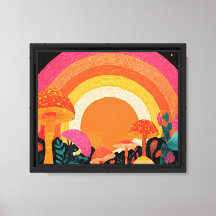 Psychedelische Paddenstoel Zonsondergang – Retro F