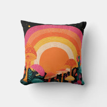 Psychedelische Paddenstoel Zonsondergang – Retro F