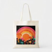 Psychedelische Paddenstoel Zonsondergang – Retro F