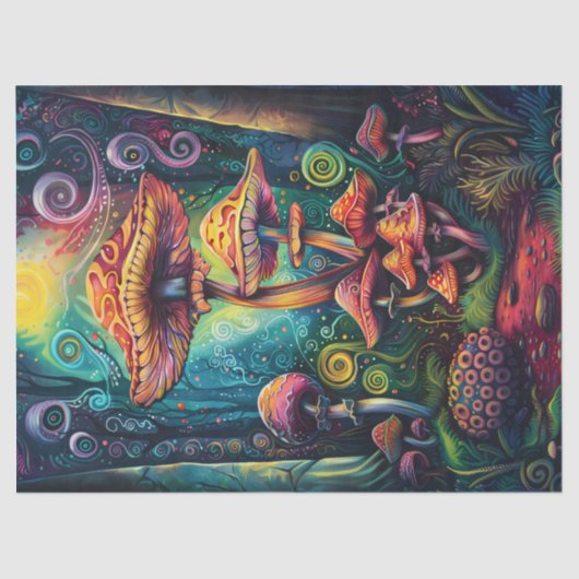 Psychedelische paddenstoelen Decoupage Tissuepapier (Voorkant)