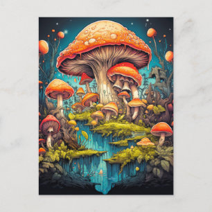 Psychedelische paddenstoelen na middernacht briefkaart
