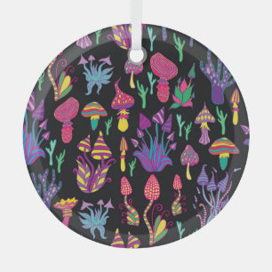 Psychedelische paddenstoelen Rainbow Colors Patroo Glas Ornament