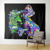 Psychedelische paddenstoelen wandkleed (In Situ (horizontaal))