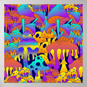 psychedelische paddenstoelensmelt poster