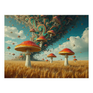 Psychedelische Paisley paddenstoelen Perfect Poster