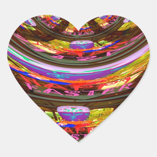 Psychedelische Pasen Kaleidoscoop Art Print Hart Sticker (Voorkant)
