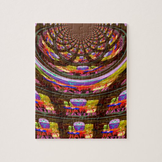Psychedelische Pasen Kaleidoscoop Art Print Legpuzzel (Verticaal)