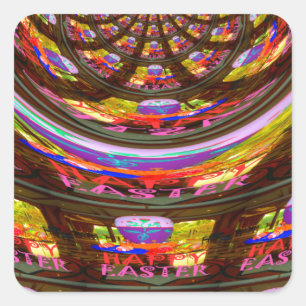 Psychedelische Pasen Kaleidoscoop Art Print Vierkante Sticker
