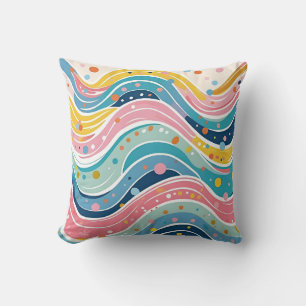 Psychedelische Pastelregenbooggolfontwerp Kussen