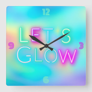 Psychedelische Rave Neon look Glow Party Meisjes J Vierkante Klok